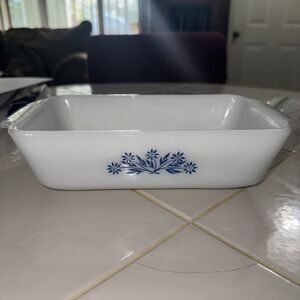 Vintage Anchor Hocking/Fire King Milk Glass -Cornflower 1 qt, Loaf Pan #441